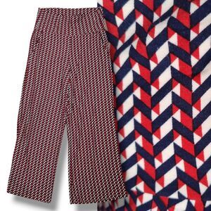Cabi Kelly Wide Leg Crop Pants Size S Rayon Knit Red White Blue OpArt Retro 70s